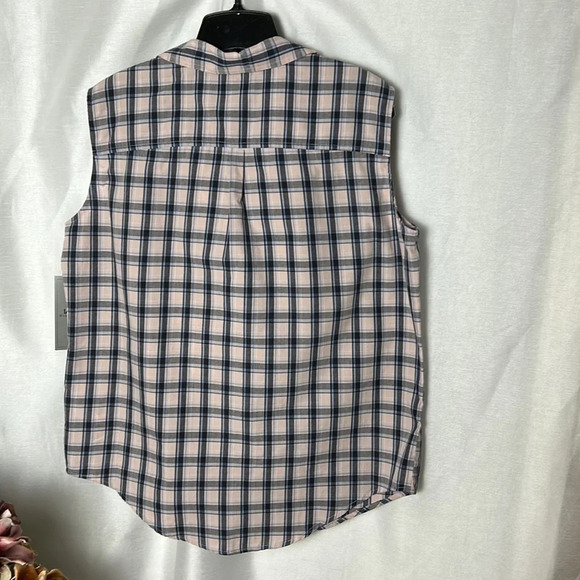Vintage NWT sleeveless country pink plaid shirt L & XL Yellowstone,western vibe - Picture 8 of 15